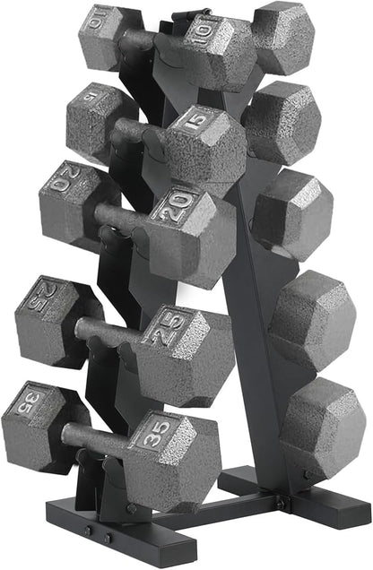 HolaHatha Hexagonal Dumbbell Free Hand Weight Set w/Rack