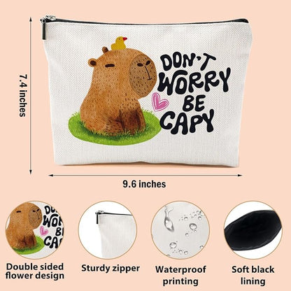 Funny Capybara Makeup Bag, Capybara Gifts for Women, Capybara Lovers Cosmetic Bag Travel Organizer Bags Makeup Pouch, Capybara Stuff Animal Lovers Gifts for Girls Sister Christmas birthday Gifts