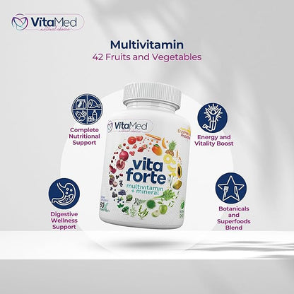Vegan Multivitamin for Women and Men with digestive enzymes, Probiotics, Vitamin D3, Vitamin C, Vitamin A, Vitamin B12, Multi Vitamin and Multimineral Supplement for Immune Support,60 Tablets