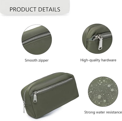 Nylon Female cosmetic bags Canvas toiletry bags Wash bags with large capacity Simple design (Nylon/Army Green)