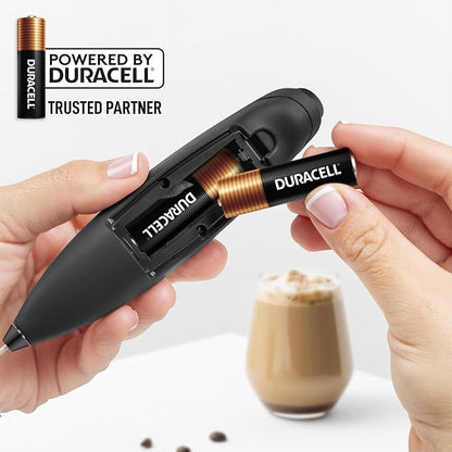 Zulay Kitchen Tornado Whisk Milk Frother with 4 AA Duracell Batteries - Triple Whisk for More Power - Handheld Coffee Frother with Stand - Drink Mixer for Lattes, Matcha & Protein Shakes