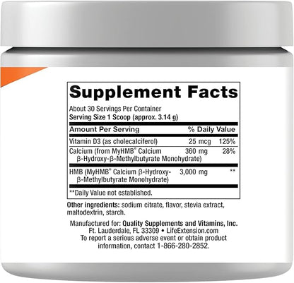 Life Extension Wellness Code® Muscle Strength & Restore Formula, Vitamin D3, ß-Hydroxy-ß-Methylbutyrate Monohydrate (HMB), Muscle Health, Gluten Free, Non-GMO, 94.2 g
