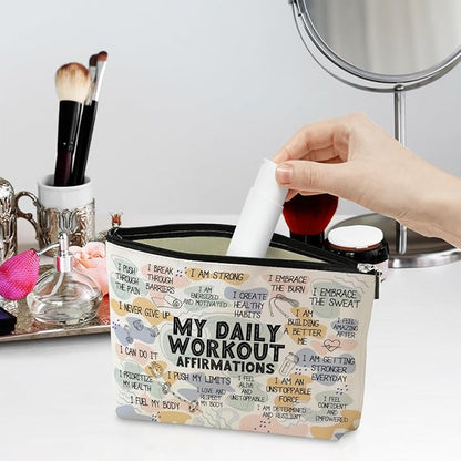 Daily Affirmations for Women Makeup Bag Workout Gifts for Women Encouragement Inspirational Mental Health Gifts for Female Friend Coworker Birthday Friendship Mothers Day Nurse Day Travel Toiletry Bag