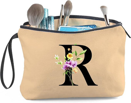 SEAMOON Women Birthday Maid of Honor Monogrammed Gifts for Bride Bridesmaid Sister Friend Her Teacher Makeup Cosmetic Bag with Mirror Mothers Day Christmas Graduation R