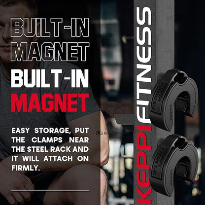 Barbell Clips, C-Shape Barbell Clamps for Weight Lifting Bar, Fast Lock/Removal Weight Clips Barbell Collars 2 Inch Olympic Gym Equipment