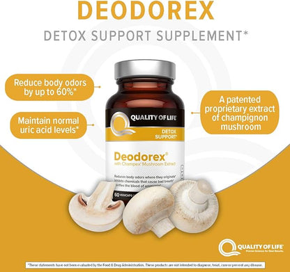 Quality of Life - Detoxification Support - Fight Bad Breath and Body Odor - Deodorex - 60 Vegicaps