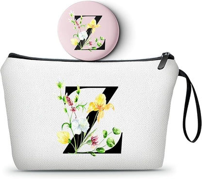 SEAMOON Bride to be Birthday Womens Unique Initial Monogram Gifts for Women Mom Personalized Travel Makeup Cosmetic Bag with Mirror Valentines Mothers Day Christmas Graduation Z