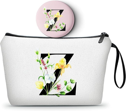 SEAMOON Bride to be Birthday Womens Unique Initial Monogram Gifts for Women Mom Personalized Travel Makeup Cosmetic Bag with Mirror Valentines Mothers Day Christmas Graduation Z