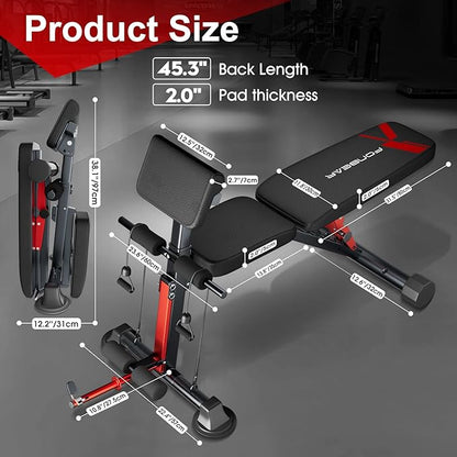 Adjustable Weight Bench 800LBS Foldable
