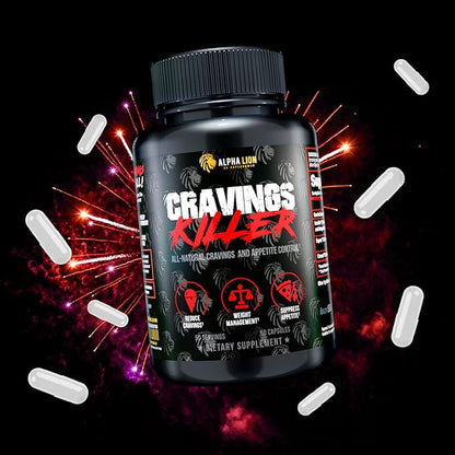 Alpha Lion Cravings Killer Supplement with Saffron Extract & Garcinia Cambogia Extract for Metabolism & Diet Support, Helps Control Hunger & More (50 Capsules)