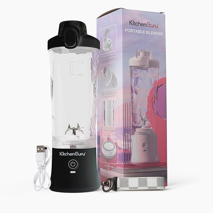 Elite Rechargeable Travel Blender: 240W Personal Smoothie Maker with 6-Leaf Blade, 600ml Capacity, and Innovative Pop-Up Design for Easy Portability - For Home or On the Go (Black)