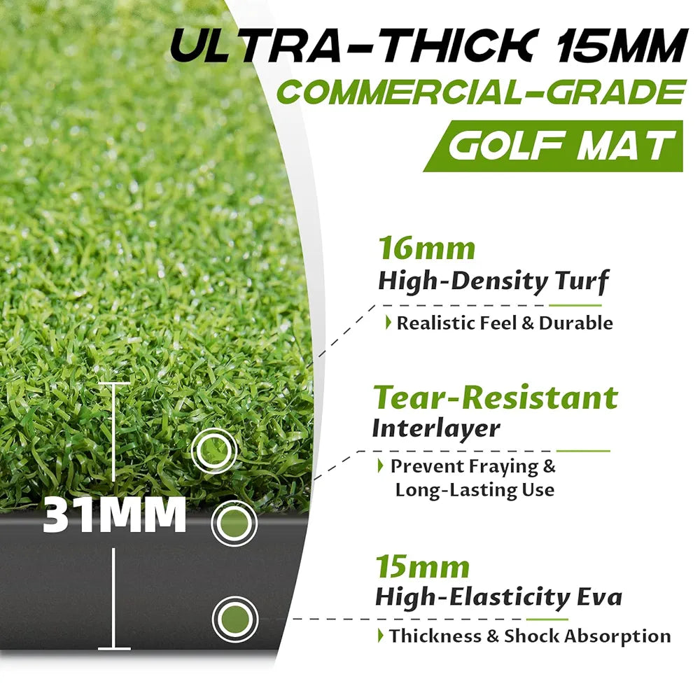 Bltend Thickened Golf Mat: 5x4ft & 5x5ft Heavy-Duty Golf Hitting Mats Practice Outdoor/Indoor, Elite Dense Artificial Turf Matt Training Aid for Backyard/Garage/Driving Range/Simulators