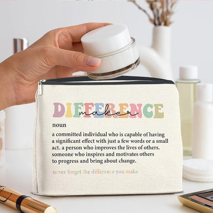 Difference Maker Makeup Bag Thank You Gifts for Mentor Leader Coach Boss Manager Leaving Retirement New Job Going Away, Difference Maker Gifts Cosmetic Bag Zipper Makeup Pouch