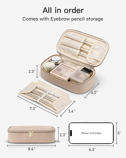Vlando Travel Makeup Bag,Small Makeup Bag for Women,Gifts for Women Girls, Makeup Pouch Purse Travel Essentials Toiletries-Toffee