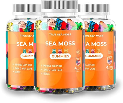 Natural Sea Moss Gummies Contains Irish Sea Moss + Burdock Root + Bladderwrack 60 Gummies for Stronger Immune, Healthier Skin & Hair, Detox Great for Kids & Adults, Made in USA (3)
