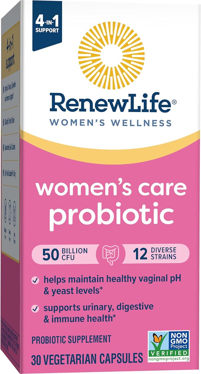 Renew Life Women's Probiotic Capsules, 50 Billion CFU Guaranteed, Supports pH Balance, Vaginal, Urinary, Digestive and Immune Health(2), L. Rhamnosus GG, Dairy, Soy and Gluten-Free, 30 Count