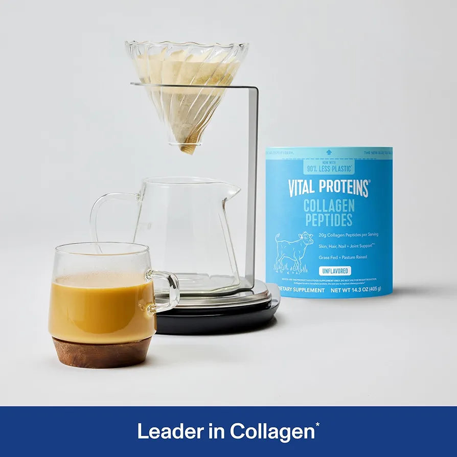 Vital Proteins Collagen Peptides Powder - Grass Fed Collagen Peptides for Hair, Nail, Skin, Bone & Joint Health, Unflavored, 14.3oz