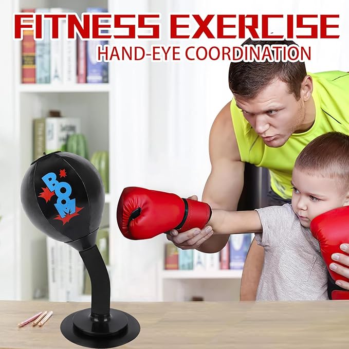 Desktop Punching Bag, Heavy Duty Stress Relief Boxing Bag for Kids, Teenagers, Adults, Strong Suction Fun Speed Bag for Office and Home, Anger Management Toys for Coworkers and Friends