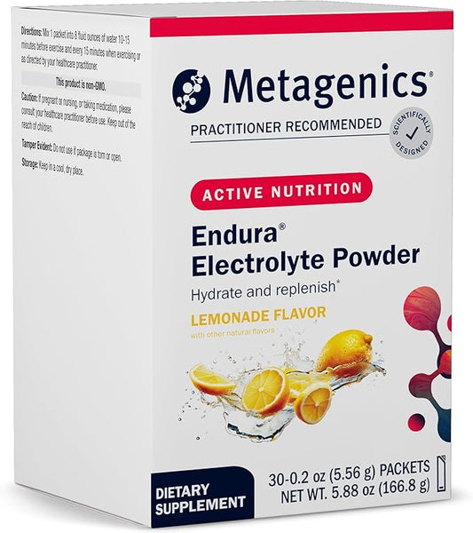 Metagenics Endura - Electrolyte Balance Supplement Powder - Hydrating Packets - with Ascorbic Acid & Calcium - Non-GMO, Gluten-Free & Vegetarian - Lemonade Flavor - 30 Packets (0.2 oz Each)