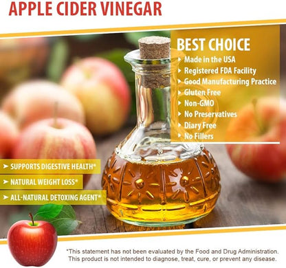 Apple Cider Vinegar All Natural Dietary Supplement – 60 Capsules
