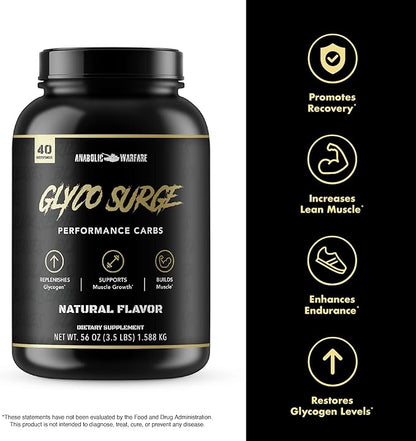 Anabolic Warfare Glyco Surge Glycogen Supplement Performance Carbs to Help Lean Muscle Growth, Post Workout Recovery and Endurance* (Natural - 40 Servings)