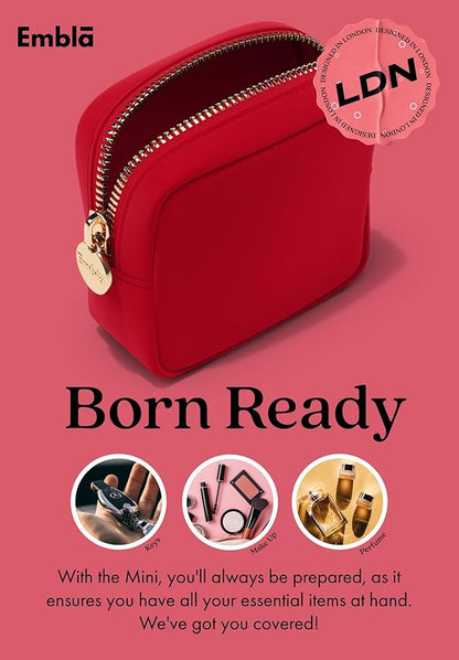 HEART Valentine Makeup Bag Travel Cosmetics Pouch and Toiletry Bag, Nylon Zipper Pouch Purse, Cute Make Up Organizer Storage Tote for Women Girls, Travel Skincare Case, Small Makeup Bags, Ruby Red