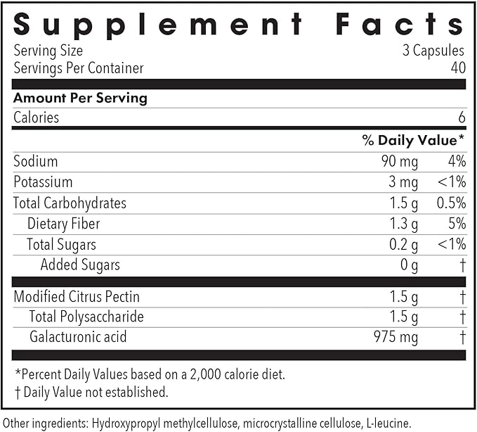 Allergy Research Group Modified Citrus Pectis Dietary Supplement - Cleansing, Low Molecular Weight, Hypoallergenic, Vegetarian Capsules, Gluten Free - 120 Count
