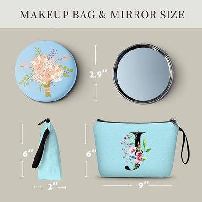 SEAMOON Birthday Inspirational Bridesmaid Proposal Team Small Gifts for Women Mom Aunt Teacher Sister Coworkers Makeup Cosmetic Bag Travel with Mirror Mothers Day Christmas Graduation J