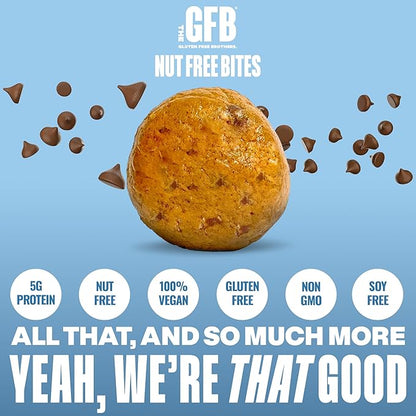 The Gluten Free Brothers Chocolate Chip Cookie Dough Nut Free Bites - Allergen Friendly, Gluten Free, Soy Free Protein Balls – Plant Based Vegan Non-GMO Snack Size Protein Energy Balls, 4 oz (6 Count)