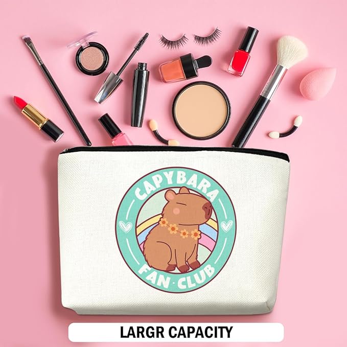 Cute Capybara Makeup Bag, Capybara Gifts for Women, Capybara Lovers Cosmetic Bag Travel Organizer Bags Makeup Pouch, Capybara Stuff Animal Lovers Gifts for Girls Friend Christmas birthday Gifts