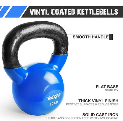 Yes4All Combo Kettlebells Vinyl Coated Weight Sets Great