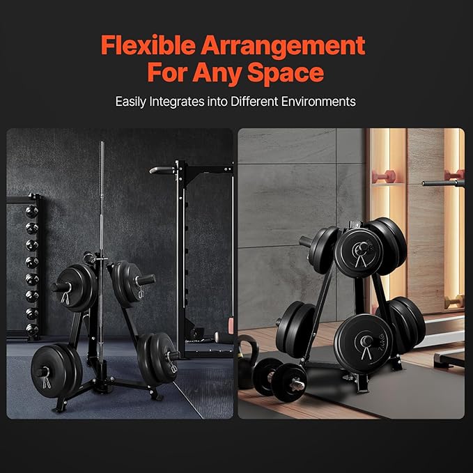 VEVOR Weight Plate Rack, Weight Plate Tree for 2-Inch Weight Plates, Standard Weight Plate Tree, 300 lbs Load Capacity Weight Storage Holder, Home Gym Barbell Rack Storage Stand, Black
