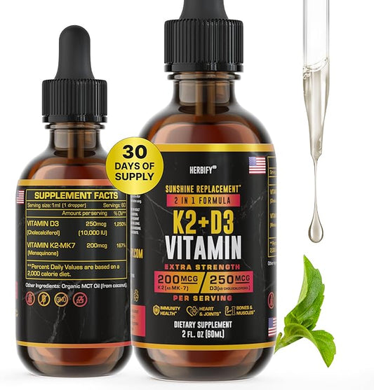Vitamin D3 K2 Drops – Liquid Vitamins for Women, Men & Teen Vitamins - Bone Strength Supplements - D3 K2 Mt Vitamins for Immune Support & Heart Health - Vitamin D3 10000 Iu Liquid K2 Drops – 2 oz