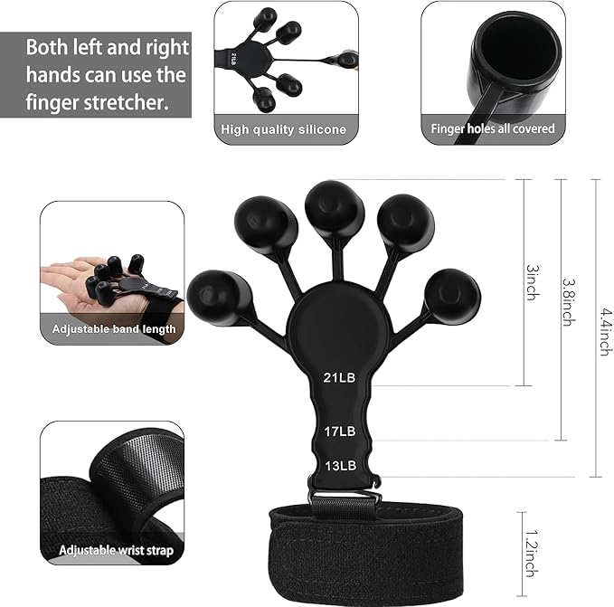 Grip Strength Trainer Kit (5 Pack) with Finger Exerciser