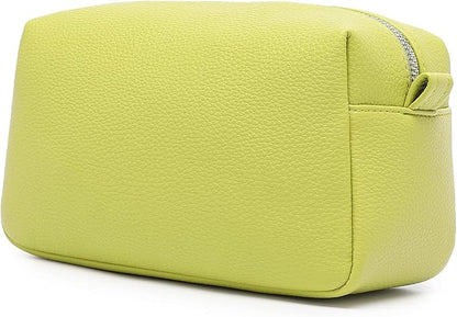 PU leather Organizer Bag Lightweight Cosmetic Bag with Ring Clasp Perfect Travel Makeup Bag for Women (Grass/PU)