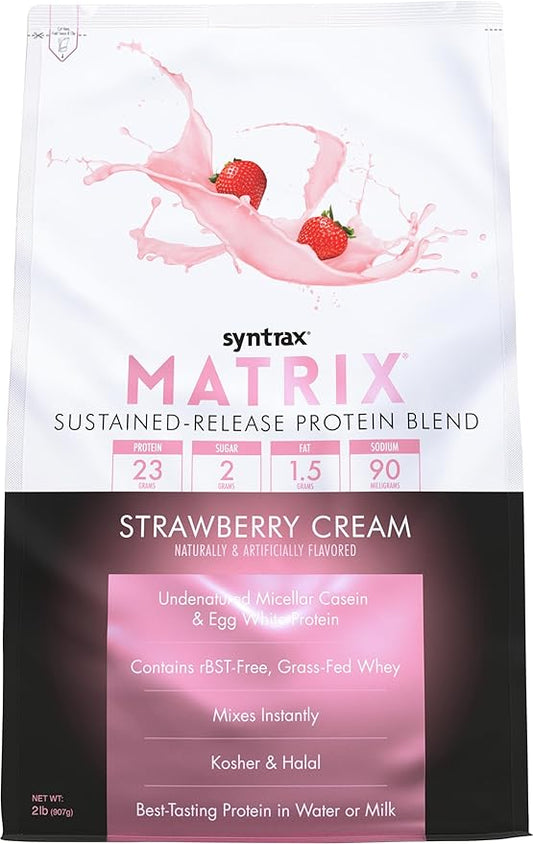 Syntrax Nutrition Matrix Sustained-Release Protein Blend Strawberry Cream 2 lbs.