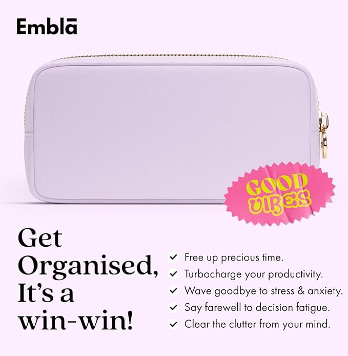 Embla Makeup Bag Travel Cosmetics Pouch and Toiletry Bag, Nylon Zipper Pouch Purse, Cute Make Up Organizer Storage Tote for Women Girls, Waterproof Travel Skincare Case, Small Makeup Bags,Orchid