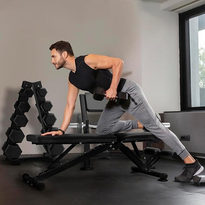 RitFit Adjustable/Foldable Utility Weight Bench for Home Gym 35 Total