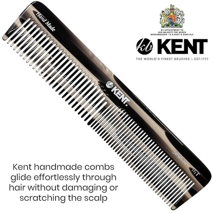 Kent 16T-16TG Fine Tooth and Wide Tooth Comb for Daily Grooming, Handmade Styling Comb for All Hair Types, Styling and Detangling Combs for Men and Women