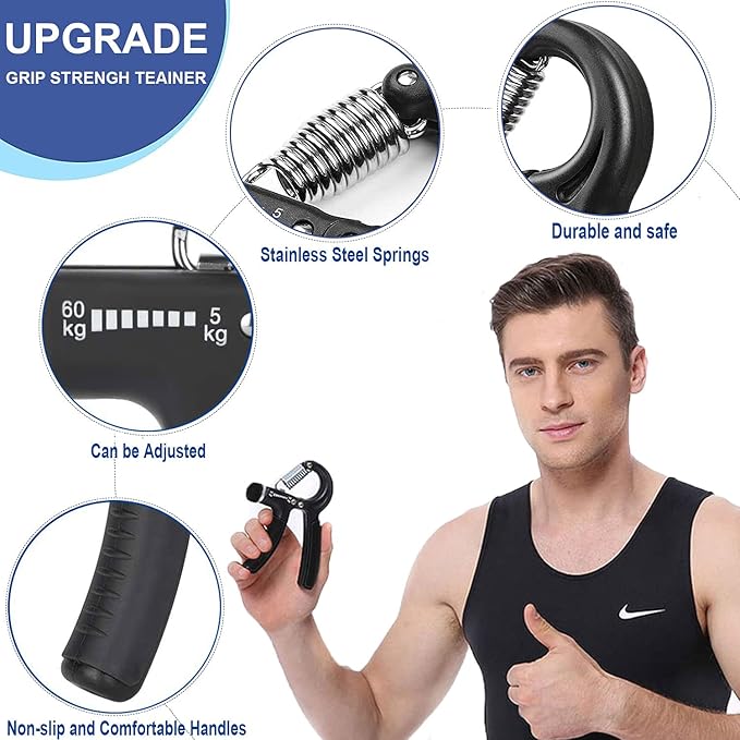 Grip Strength Trainer 2 Pack 11-132Lbs Non-Slip