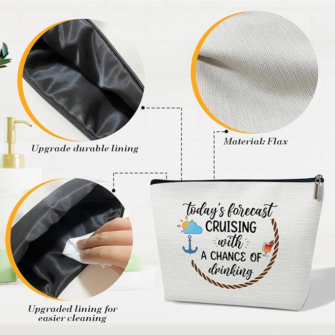 Beach Makeup Bags For Mom Women Grandma Mothers Day, Cruise Travel Gift, Cosmetic Bag, Pouch Travel Organizer, Zipper Pouch For Family, Cruise Lover Summer Vacation Gift