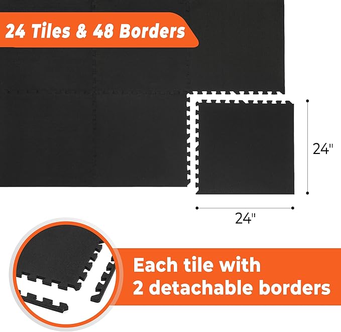 SUPERJARE 0.4'' Thick 24 Pcs 96 Sq Ft