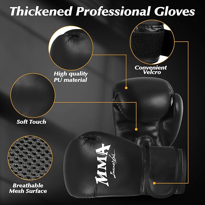 Hanging Punching Bag for Adults, 4FT PU Heavy Bag Boxing Training Equipment with 12OZ Gloves, Reflex Ball, Wristband, Kicking Bag Boxing Set for Training Karate Kickboxing Home Gym(Unfilled)