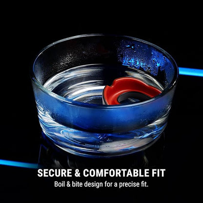 Hayabusa Combat Sports Mouth Guard Youth, Kids and Adult Sizes Comes with Case - Black/Red, Youth