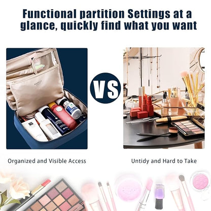 Travel Makeup Bag Cosmetic Bag Makeup Bag Toiletry bag for women and men (Navy blue)