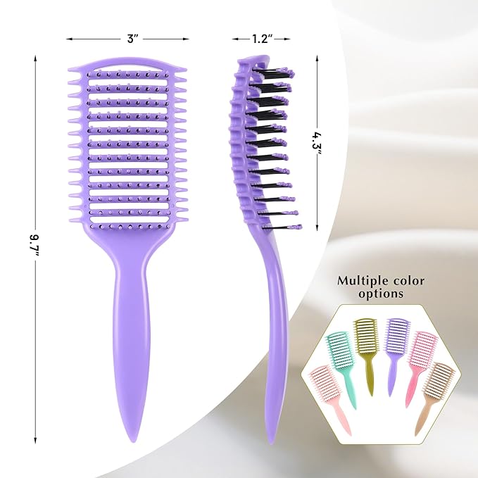 Curl Defining Brush, Vented Curly Hair Brush for Effortlessly Detangling Shaping and Defining Women's Men's Curls on All Wet or Dry Hair Types, Reduces Frizz (Purple)
