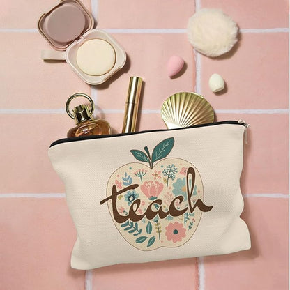 Teacher Makeup Bag - Cosmetic Bag for Women, Best Teacher Gifts for Christmas & Appreciation, Zipper Pouch