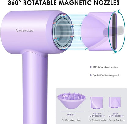 Diffuser Hair Dryer, Professional Ionic Blow Dryer with Diffuser for Curly Hair, 110000 RPM Brushless Motor High Speed Hairdryer Blowdryer for Women Men Home Salon Travel,Thermo-Control Low Noise