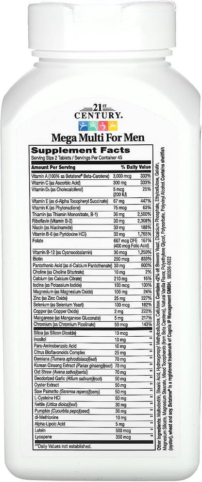 21st Century Mega Multi for Men Tablets, 90 Count
