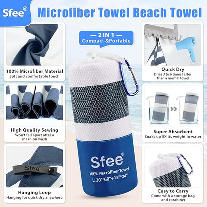 Sfee 2 in 1 Microfiber Oversized Beach Towel